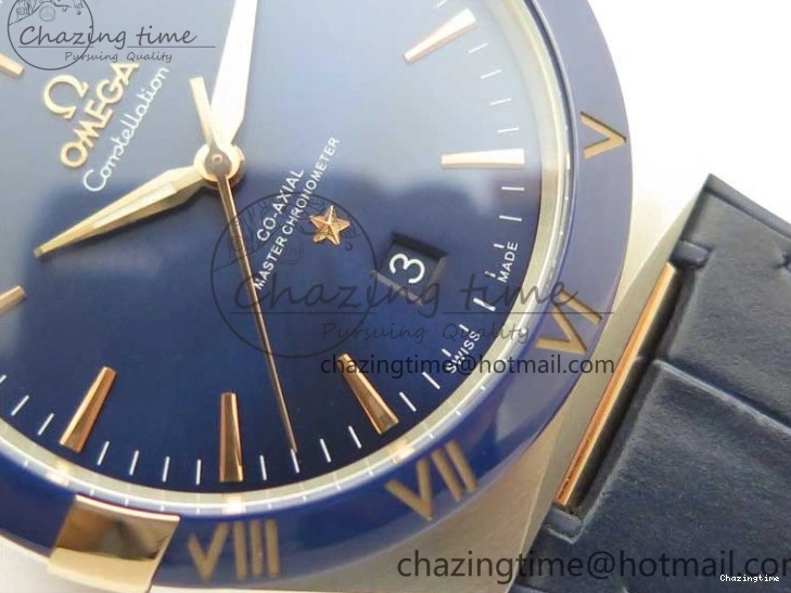 0409 Chic Constellation 131.33.41.21.03.001 SS RG TW Best Edition Blue Dial On Gummy Strap A 7872